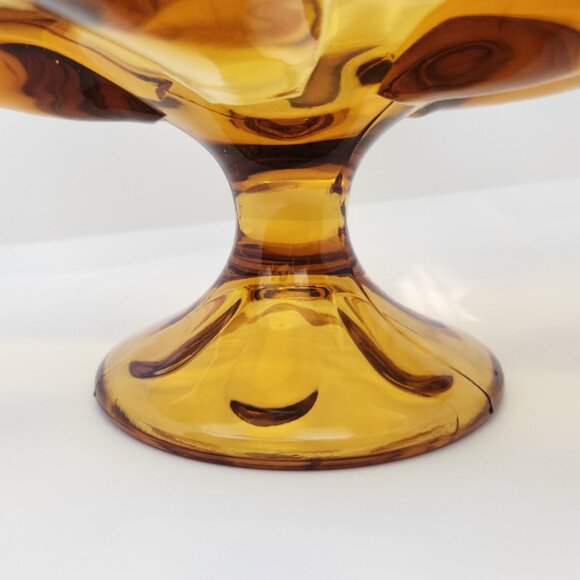 Viking EPIC, Six Petal, Pressed Glass, Amber, Pedestal Fruit Bowl, 9" Diameter - Picture 8 of 11